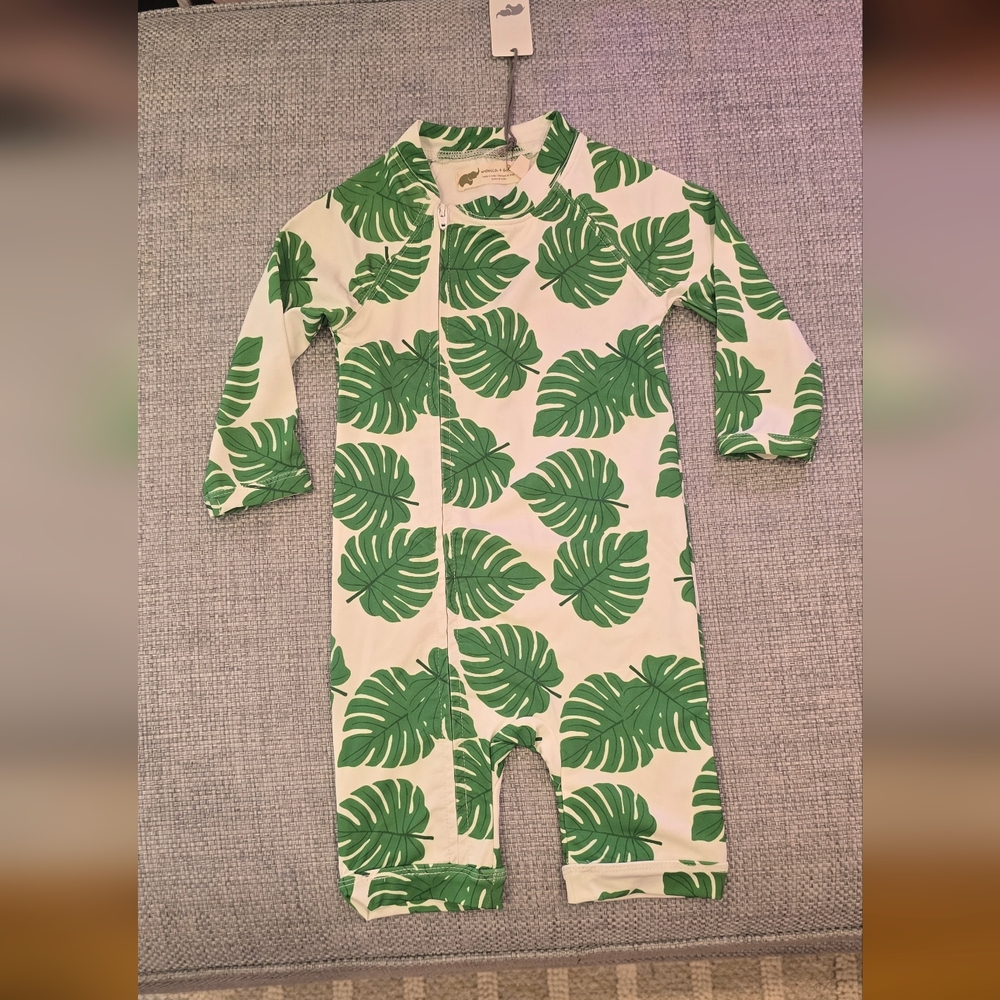 Tropical Green Leaf Kids Rashguard